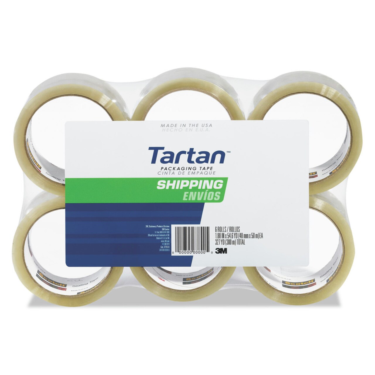 Tartan 3710 1.88 in. x 54.6 yards 3 in. Core Packaging Tape - Clear (6/Pack)